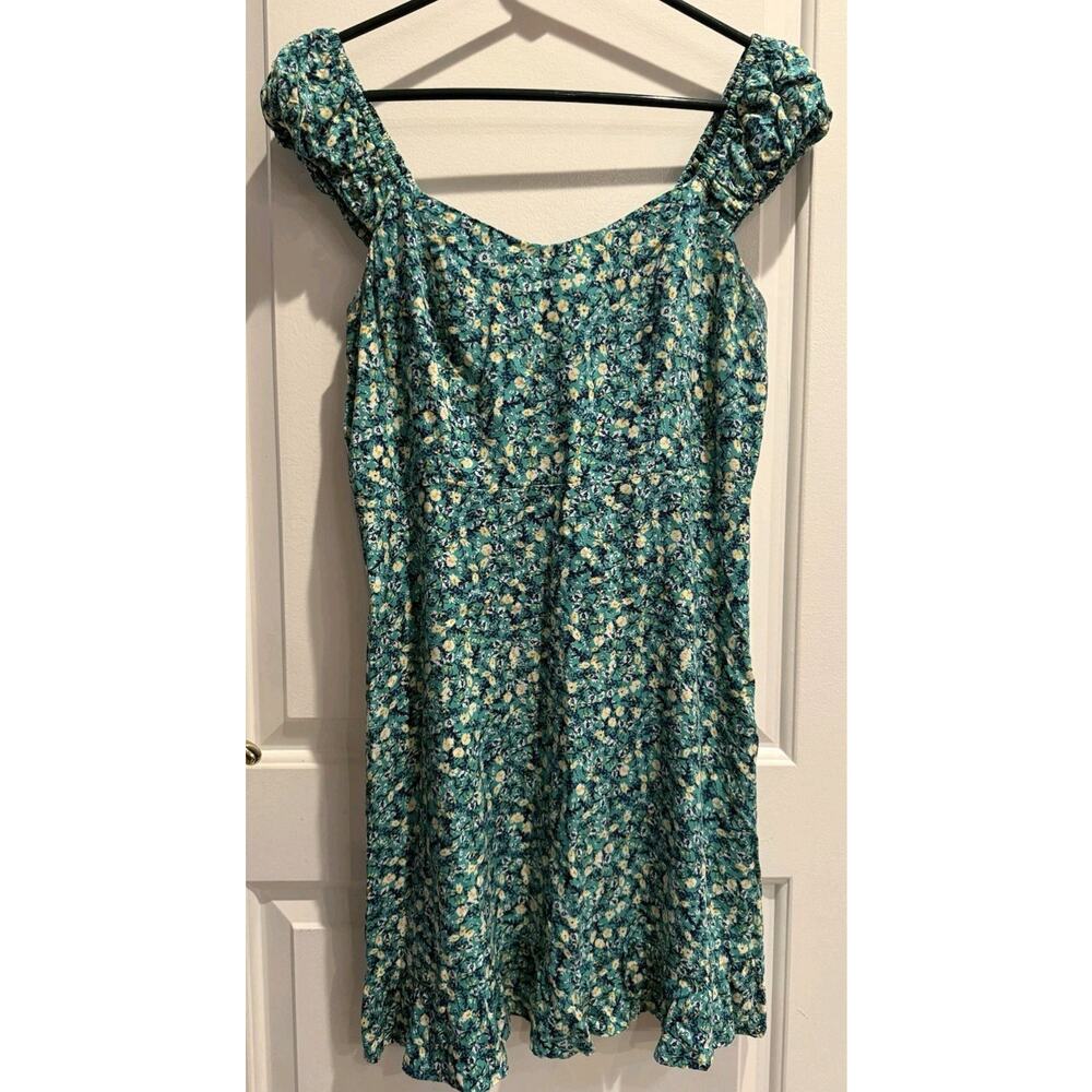 Old Navy Smocked Ruffled Kelly Green Peasant Babydoll Midi Dress M Gorpcore